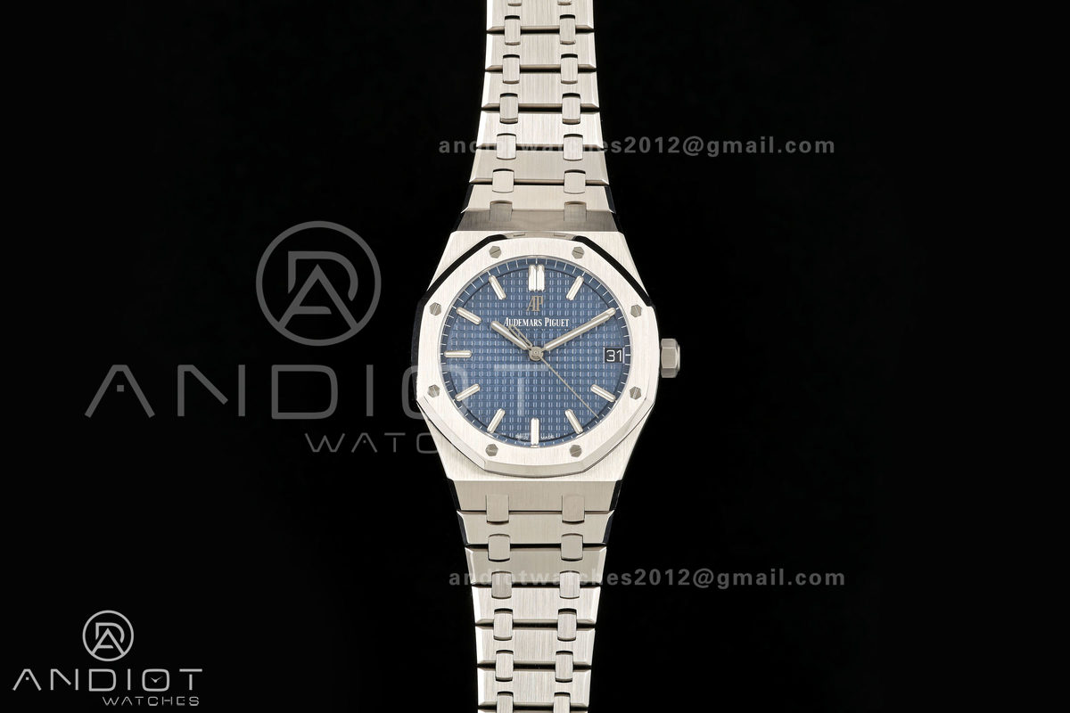 Royal Oak 41mm 15500 SS ZF Free Sprung V2 1:1 Best Edition Blue Textured Dial On SS Bracelet Super Clone A4302 
